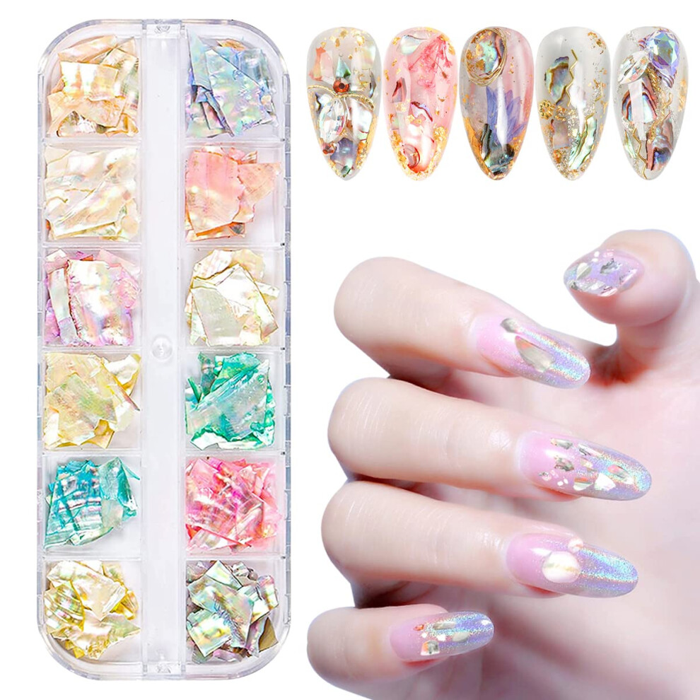 Nail Art Seashell Slices 12 OceanInspired Colors 3D Iridescent Abalone Shell Nail Decorations for UV Gel