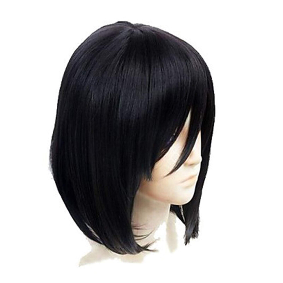 Unisex Black Long Straight Synthetic Wig Heat Resistant Cosplay Hair With Adjustable Comfortable Fit