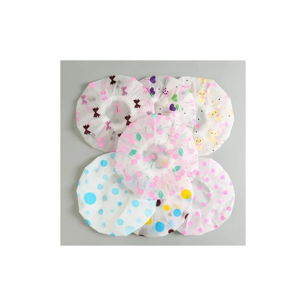 Waterproof Shower Cap for Women with Elastic Secure Fit, Durable Reusable Multicolor Hair Protection