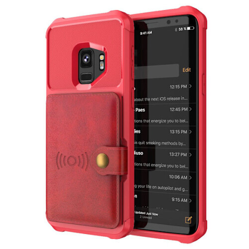 Compatible avec Samsung Galaxy S9 - Étui avec emplacement pour carte Vert 2