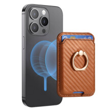 Unisex pung, Magsafe kortholder med ringholder til kompatibel med iPhone 15 14 13 12-serien (brun)