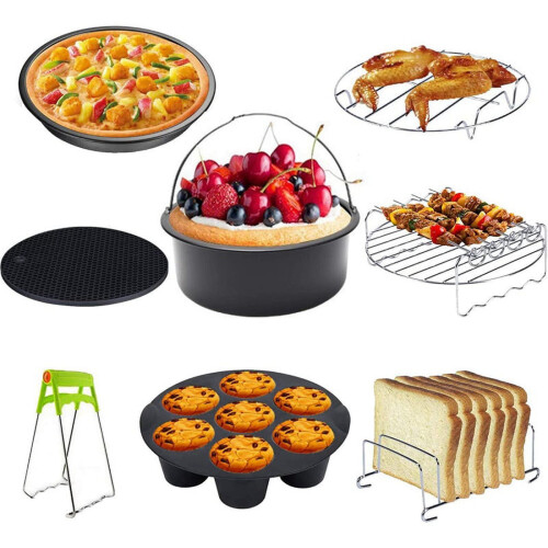 Fit3.5QT-5.8Qt7Inch Αξεσουάρ8 τεμαχίων σετ με σουβλάκια Σιλικόνης, Αντικολλητικό, 2