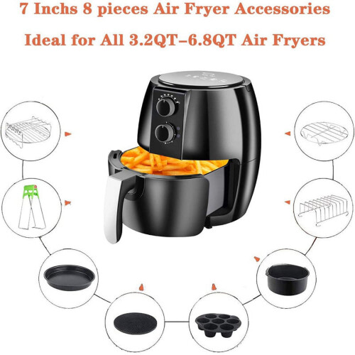 Fit3.5QT-5.8Qt7Inch Αξεσουάρ8 τεμαχίων σετ με σουβλάκια Σιλικόνης, Αντικολλητικό, 1