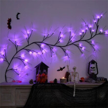 Zynic aurinkoenergialla toimivat LED-valot halloween viiniköynnöksen oksakoristeseppele lepakolla / säädettävä ajastus 8 tilaa