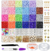6000 pcs clay beads for bracelets, 24 colors flat round A