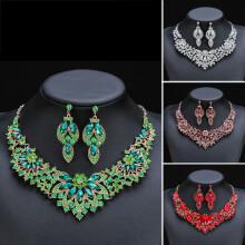 Conjunto de pendientes y collar de cristal sintético verde elegante de Xinyolin para mujer, accesorios para bodas y fiestas, pendientes y collar