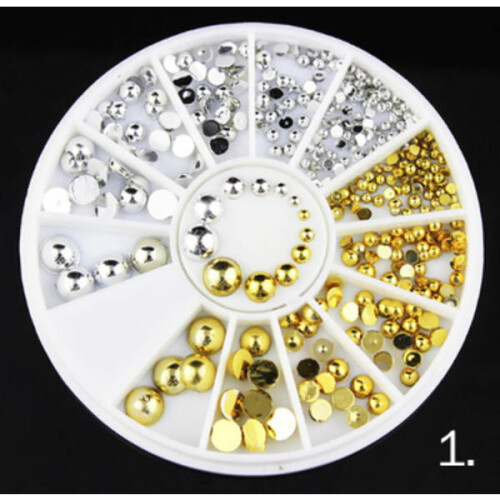 Strassrad, mehrfarbig, 11 Strasssteine, 2 mm, Silber/Gold 1