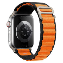 Alpine Loop Band compatibel met Apple Watch 38mm 40mm 41mm 42mm 44mm 45mm 49mm iWatch Ultra Series 7 6 3 8 Zwart-Oranje