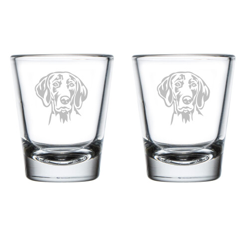 2er-Set Schnapsgläser (50 ml) mit Weimaraner-Motiv