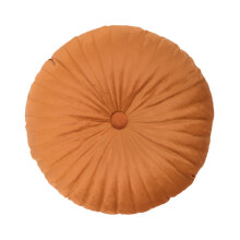 Round Throw Pillow for Couch,Decorative 3D Pumpkin Round Velvet Cushion for Sofa Bed Chair Floor 15"X15",Orange