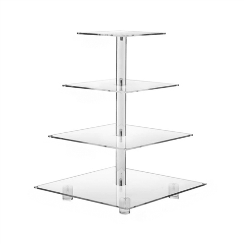ckepdyeh4Tier Ακρυλική Βάση για Cupcakes, Τετράγωνη Βάση για Cupcakes για Γενέθλια, Baby Shower, Τσάι 1