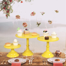 Supporto rotondo in metallo per torte e dolci, espositore per cupcake, ideale per compleanni e matrimoni (giallo, taglia S)