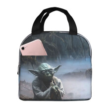 Söpö sarjakuva Star Wars Baby Yoda -eväslaukku, eristetty, uudelleenkäytettävä jäähdytinlaukku taskuilla, suuri kapasiteetti toimistoon,