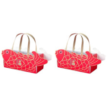 2 rote Papier-Kuchenverpackungsboxen mit Kuhmotiv, Keksschachteln, Bäckerei-Backboxen, Geschenkboxen mit Schokoladengriff