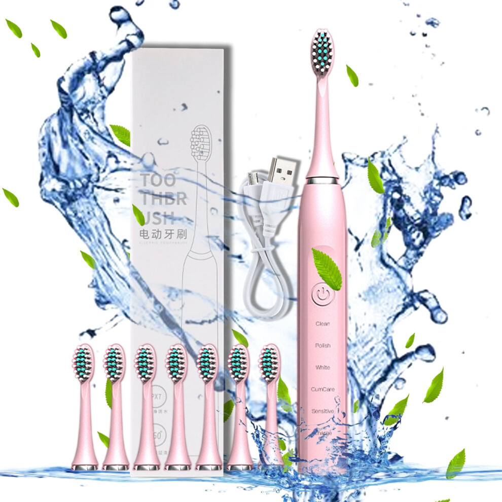 Quinlirra Electric Toothbrush with 8 Heads, 5 Modes, 20-speed Timer, IPX7 - Compatible with Replacement Heads, Mothers Day Gift