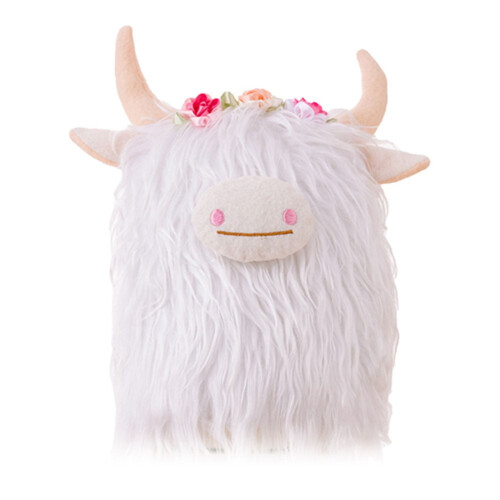Λούτρινη κούκλα Highland Scottish Cow με λούτρινο ζωάκι, λούτρινο, λούτρινο, λευκό