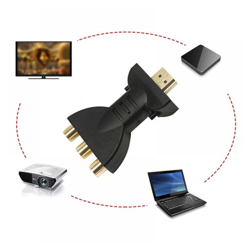 Conversor de vídeo e áudio compatível com HDMI para 3RCA, adaptador de vídeo AV compatível com HDMI, conversor banhado a ouro para 2