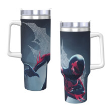 Bicchiere termico SpiderMan da 40 oz in acciaio inox con isolamento sottovuoto, coperchio e cannuccia per acqua, tè freddo o caffè, frullati