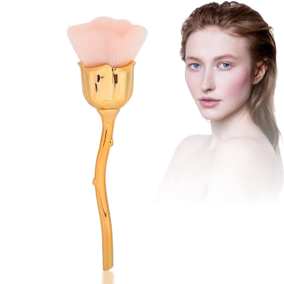 Pink Nail Dust Brush Rose Shape Soft Bristles For Gentle Manicure Cleaning And Makeup Dust Removal