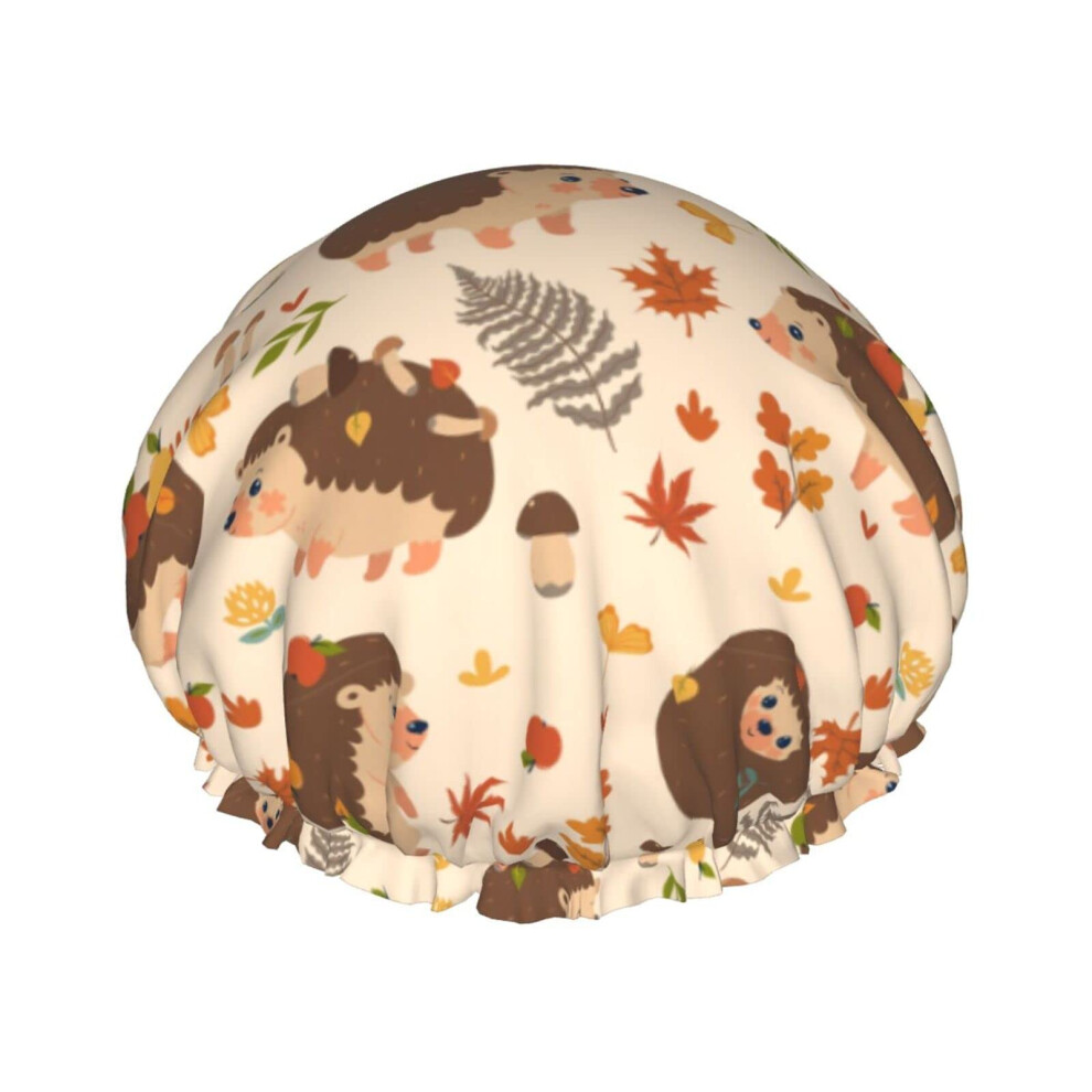 Reusable Waterproof Shower Cap for Women and Men, Adjustable Fit with Cute Hedgehog Pattern-image-OPC-PQXW2VF-NEW