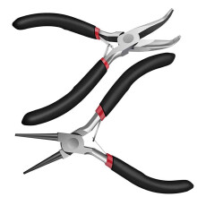 2Pack Bent Chain Nose Pliers and Round Nose Pliers for Crafting and Repair, Jewelry Making Supplies