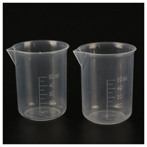 misurini da laboratorio in plastica da 50 ml, trasparenti. 1