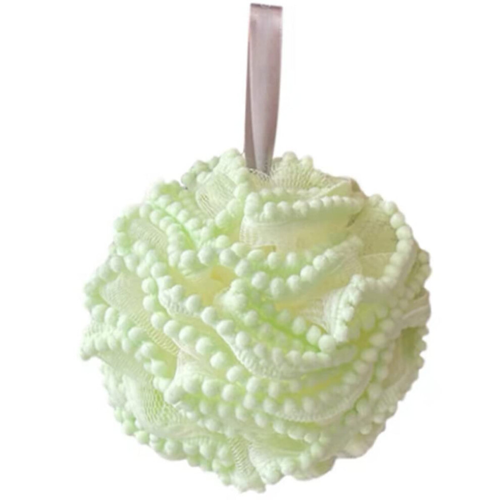 Green Shower Loofah Bath Sponge Pouf For Gentle Skin Exfoliation And Rich Lather, Large Body Scrubber