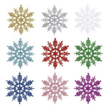 Kerstornament met glittersneeuwvlok van 10 cm, 12 stuks per doos.