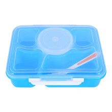 Leakproof Kids Lunch Box, Safety Material Portable Bento With Four Compartment Design And Balanced Meal Storage For School Children, Blue (1PCS)