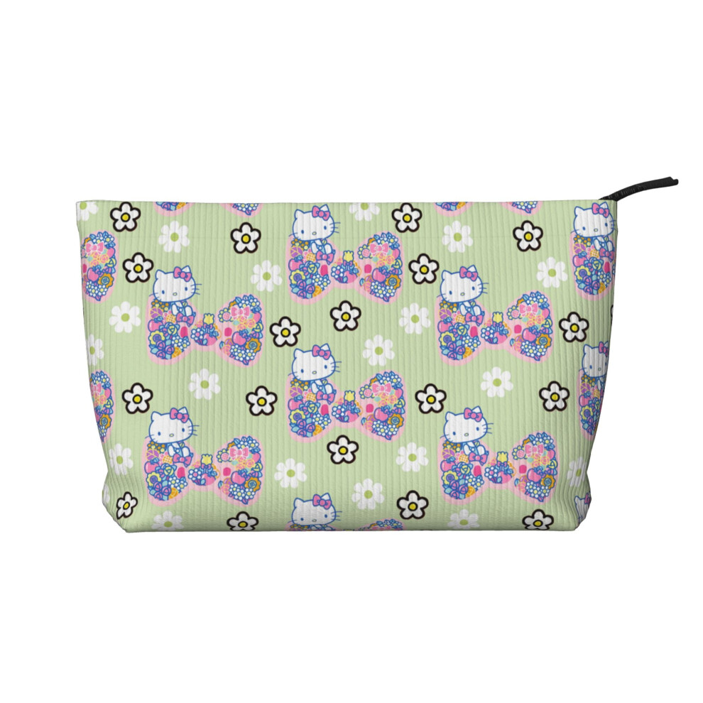 Hello Kitty Corduroy Cosmetic Bag Women's Toiletry Bag Accessories with Zipper Storage Bag Portable Cosmetic Travel Bag