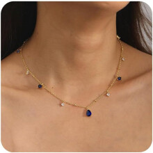 Collana girocollo delicata in oro per donna, con diamanti CZ e placcatura in oro 14 carati - Elegante gioiello minimalista