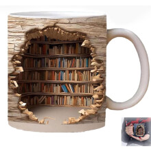3D Bookshelf Mug, Creative Ceramic Coffee Cup for Book Lovers, Multi-purpose Design – Compatible with Yifare & Easygou Sherum
