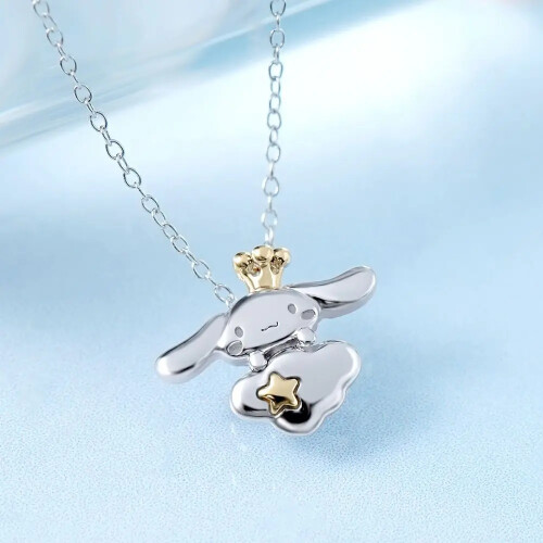 Νέο σετ βραχιόλι Sanrio Cinnamoroll, κολιέ, δαχτυλίδι, μενταγιόν, αυτιά, σετ Kawaii, μόδα, 2