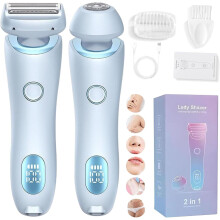 Modira Mermaid Shaver, 2 in 1 Electric Razor for Women, Detachable Head, Wireless Bikini Trimmer, IPX7 Waterproof, Painless (Blue)