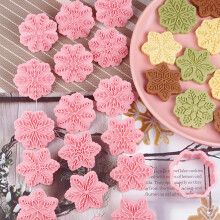 D-GROEE 9Pcs Christmas Cookie Stamp Set, Snowflake Fondant Embosser, 3D Design Baking Mold for Cookies, Chocolate, Cake Decorating