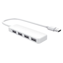 Hub USB ultrasubțire cu 4 porturi USB 2.0, alb