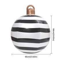 Boule de Noël gonflable d'extérieur de 60 cm (23,6 pouces), décoration géante de Noël en PVC pour jardin, terrasse, maison, compatible avec les