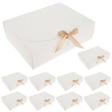 Grusce Lot de 10 boîtes cadeaux avec couvercles et ruban, grandes boîtes en papier réutilisables, emballage cadeau décoratif pour présents