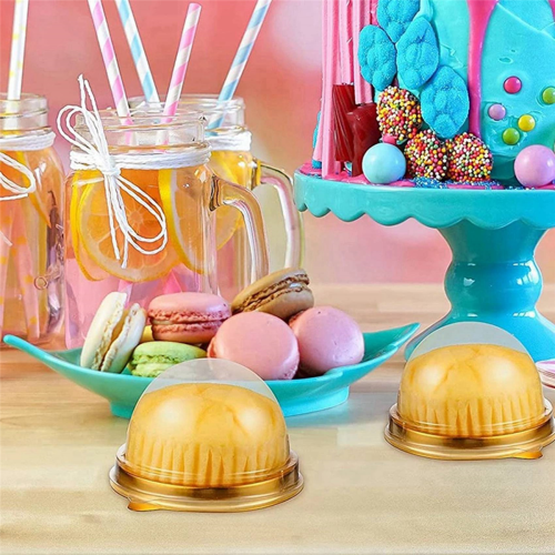 200Pcs Clear Plastic Mini Cupcake Boxes Muffin Pod Dome Muffin Cake Container Box Individual Cupcake Dessert Container 2