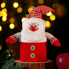 Sacs cadeaux de Noël Quinlirra avec fermeture éclair et cordon de serrage, petites boîtes de rangement pour figurines de Père Noël, bonhomme de