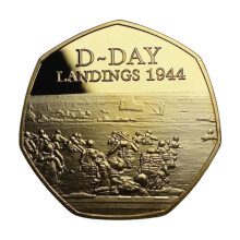 Pièce commémorative en bronze massif 24Gold de 1944, objet de collection pour les passionnés et les collectionneurs.