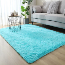 Fluffy Grey Hallway Runner Rug 2.62x6.56ft, Non-Slip Carpet for Bedroom, Living Room, Dorm, Kids Playroom - Blue