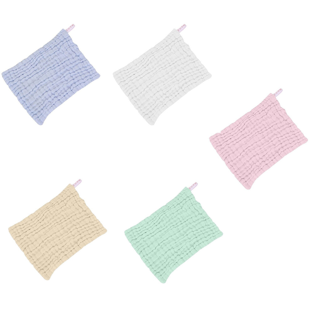 Yuseik 5-Piece Muslin Cotton Face Towel Set, Soft & Absorbent Baby Washcloths 12X12 inches, Compatible with sensitive skin, Polyester (5*Towel)