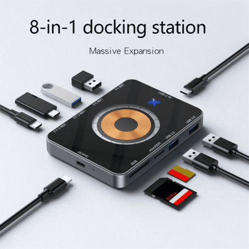 USB Type-C Hub Wireless Charging USB 3.0 Compatible Adapter Dock for /Pro Laptop Phone 1
