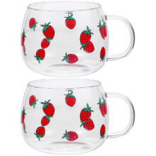 Eease 2pcs Glass Milk Cup Oatmeal Cup Decorative Milk Cup Glass Porridge Bowl Adorable Coffee Cup