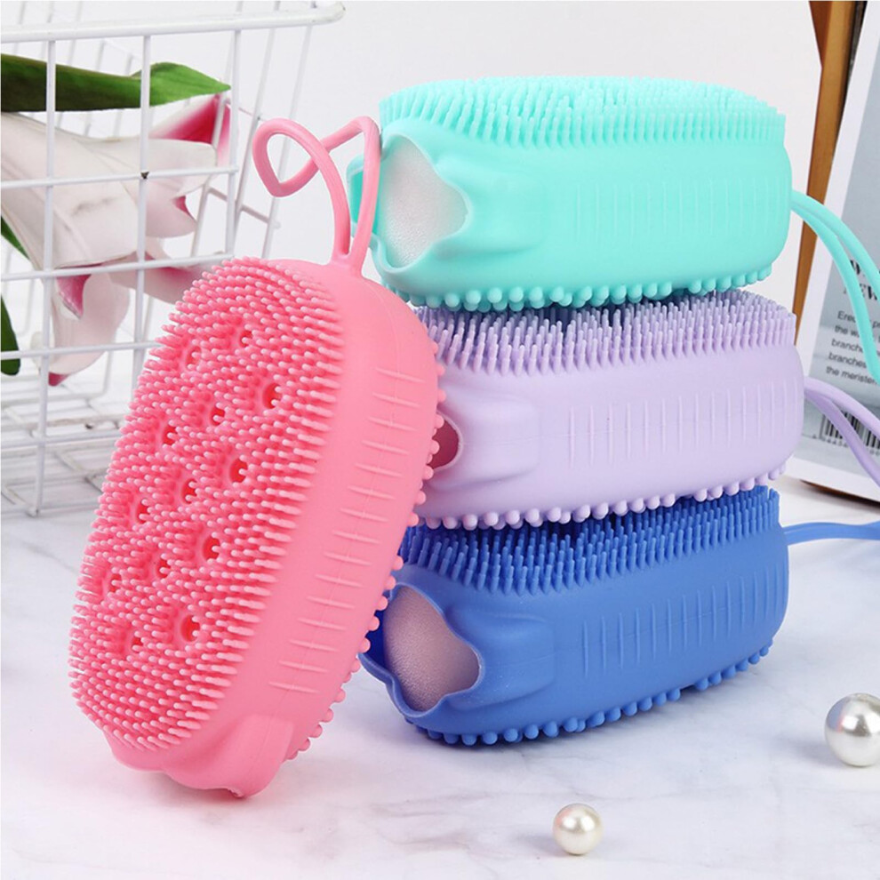 4 Pack Silicone Body Scrubber with Gentle Bristles and Soap Dispenser for Sensitive Skin