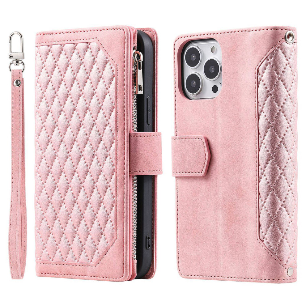 Leather Wallet Flip Case For Samsung Galaxy S23 Ultra With Kickstand And Zipper Pocket, Magnetic Closure With Wrist Strap, Crossbody Strap Compatible 9012494462227