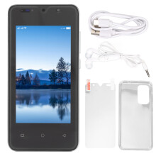Celular Android Dual SIM com tela HD e desbloqueio por reconhecimento facial, equipado com processador de alto desempenho e design ultrafino.
