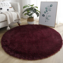 Shaggy Area Rug with Plush Velvet Texture for Living Room or Bedroom, Non Slip, 60CM Wine Red