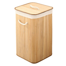 Spacious Bamboo Laundry Hamper Modern Design Eco-friendly Storage Solution Durable Bamboo Laundry Container with Lid for Bathroom Bedroom Living Room